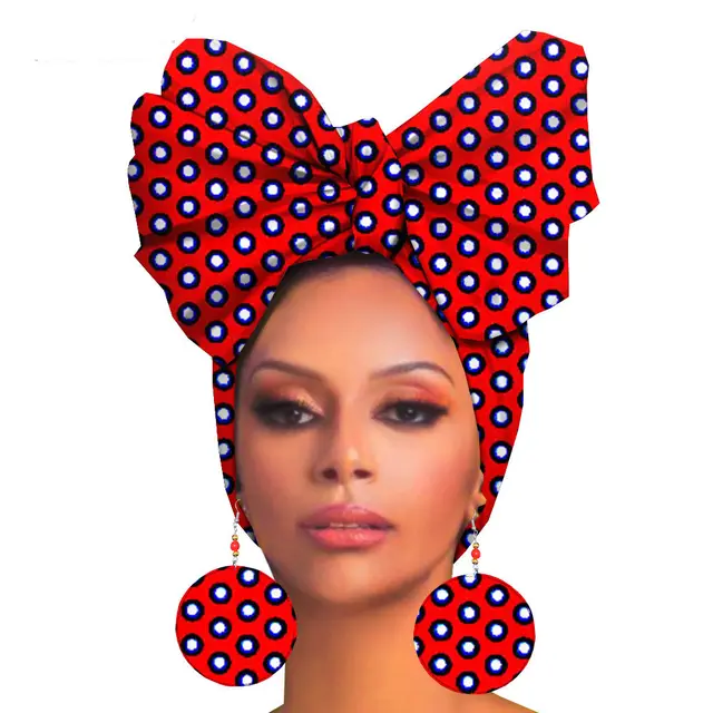 Fashion Printed Cotton Turban Exaggerated Earrings T - Shop at LoveMi
