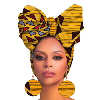 Fashion Printed Cotton Turban Exaggerated Earrings U 55X180Cm - Shop at LoveMi