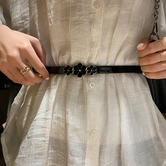 Thin Belt Decorated Dress With Skirt Sweater Big And SimpleAnd Versatile Fashion Korean Belt Female Korean Gown Style10 - Shop at LoveMi