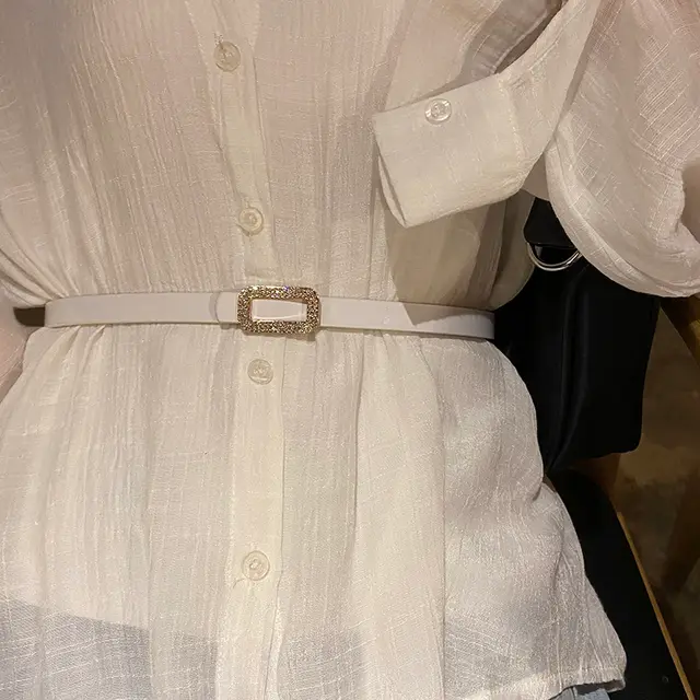 Thin Belt Decorated Dress With Skirt Sweater Big And SimpleAnd Versatile Fashion Korean Belt Female Korean Gown Style8 - Shop at LoveMi