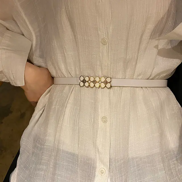 Thin Belt Decorated Dress With Skirt Sweater Big And SimpleAnd Versatile Fashion Korean Belt Female Korean Gown Style9 - Shop at LoveMi