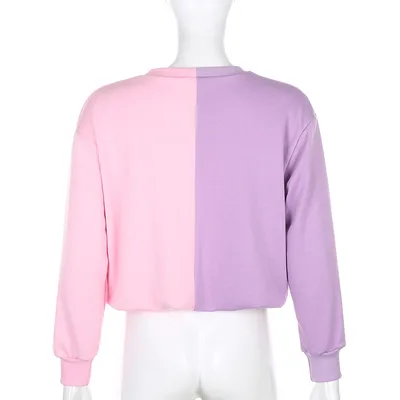 Letter Embroidery Contrast Stitching Sweatshirt - Shop at LoveMi