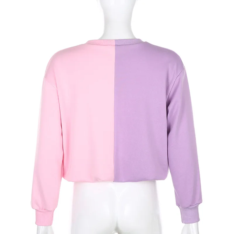 Letter Embroidery Contrast Stitching Sweatshirt