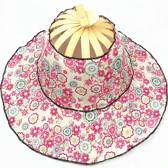 Fan Hat Folding Portable All match Beach Hat Sun Hat Folding Fan Hat Pink - Shop at LoveMi