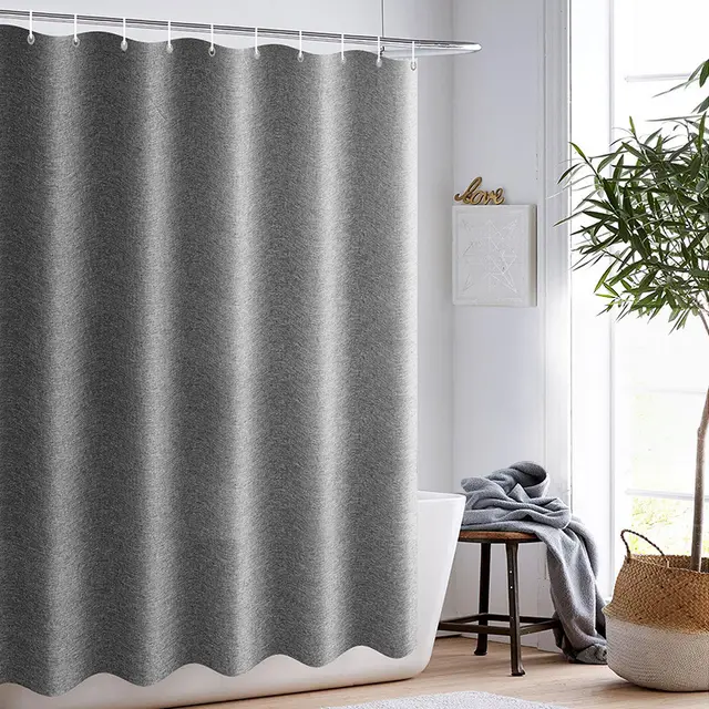 Thick Grey Shower Curtains Imitation Linen Fabric Waterproof Bath Curtains For Bathroom Bathtub Large Wide Modern Bathing Cover Senior Gray - Shop at LoveMi