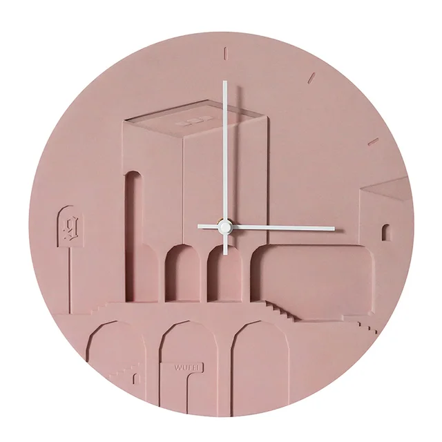 No Non Creative Cement Wall Clock Nordic Fashion Personality Pink - Shop at LoveMi