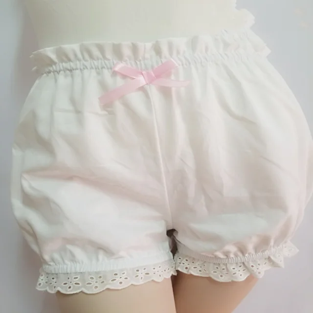 Soft Cute Cotton Lace Trimmed Pumpkin Pants Bloomers Safety Shorts White - Shop at LoveMi