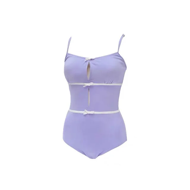 Cute Sweet Girl Purple One piece Swimsuit Purple - Shop at LoveMi