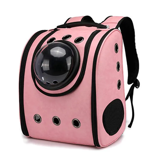 Explosive Cat Bag Go Out Portable Cat Cage Space Bag Pet Backpack Dog Bag Cat PU Bag Cat Backpack Pink - Shop at LoveMi