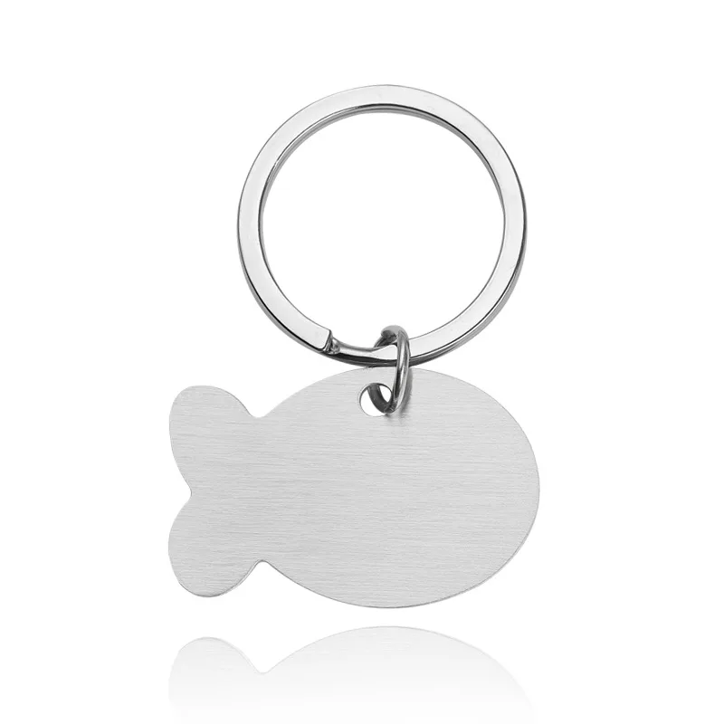 Personalized Cat Dog Pet ID Tag Keychain Engraved Pet ID Name for Cat Puppy Dog Collar Tag Pendant Keyring Bone Pet Accessories - Silver