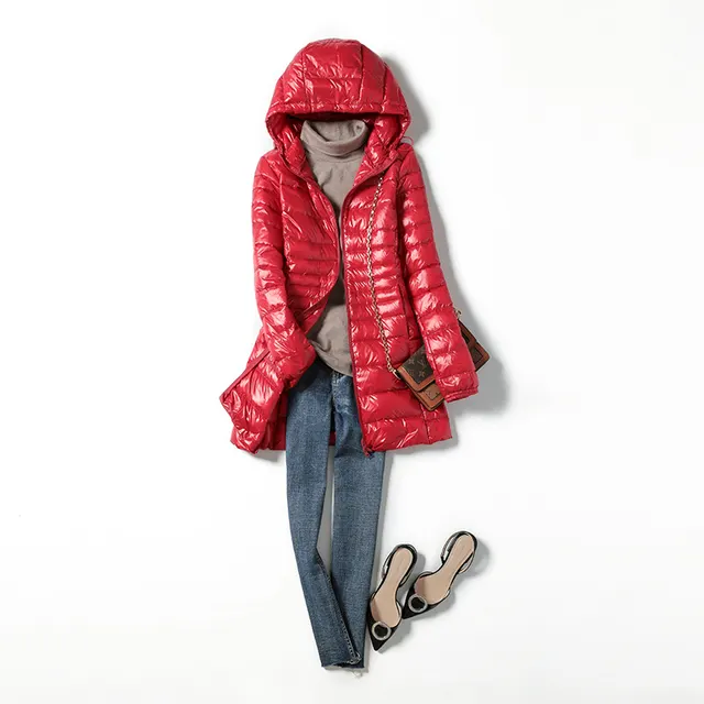 New Light And Thin Hooded Down Jacket Women Red - Shop at LoveMi