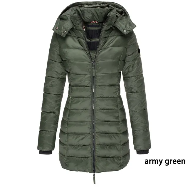 Mid length Slim fit Quilted Jacket Armygreen - Shop at LoveMi