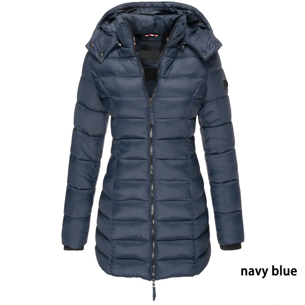 Mid length Slim fit Quilted Jacket Blue - Shop at LoveMi
