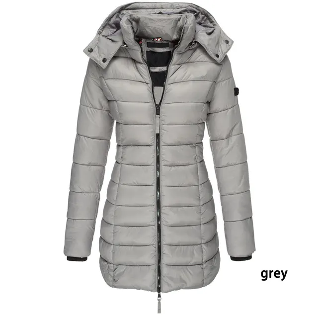 Mid length Slim fit Quilted Jacket Grey - Shop at LoveMi