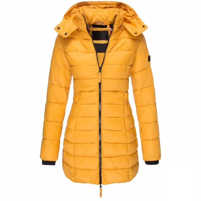 Mid length Slim fit Quilted Jacket Yellow - Shop at LoveMi