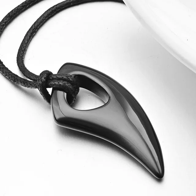 Ethnic Style Titanium Steel Spike Pendant Men's Silver Black Horn Pendant Black - Shop at LoveMi
