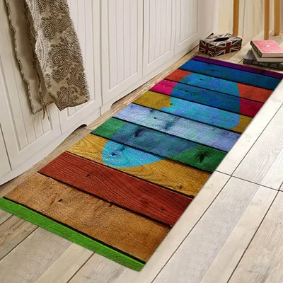 Kitchen Mat Bedroom Living Room Carpet Entrance Doormat Home Hallway Balcony Floor Mat Wood Pattern Bathroom Anti Slip Long Rug - Shop at LoveMi
