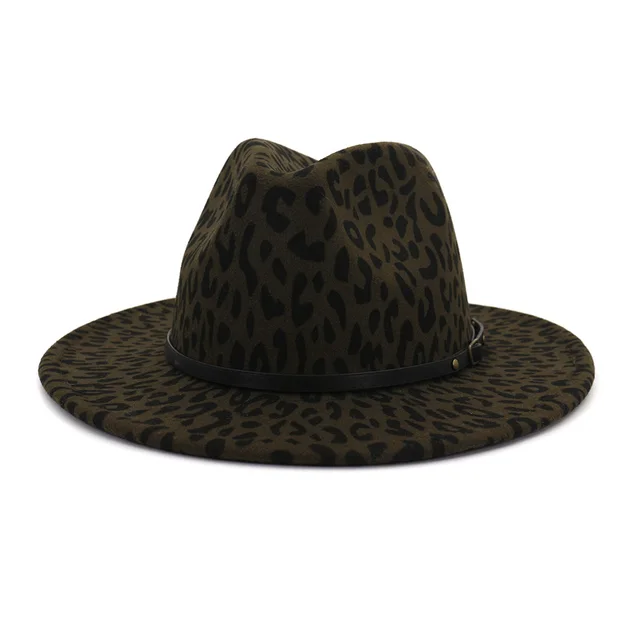Couple Hat Leopard Print Woolen Top Hat Army Green - Shop at LoveMi