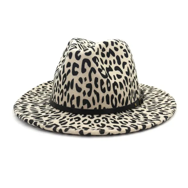 Couple Hat Leopard Print Woolen Top Hat Beige - Shop at LoveMi