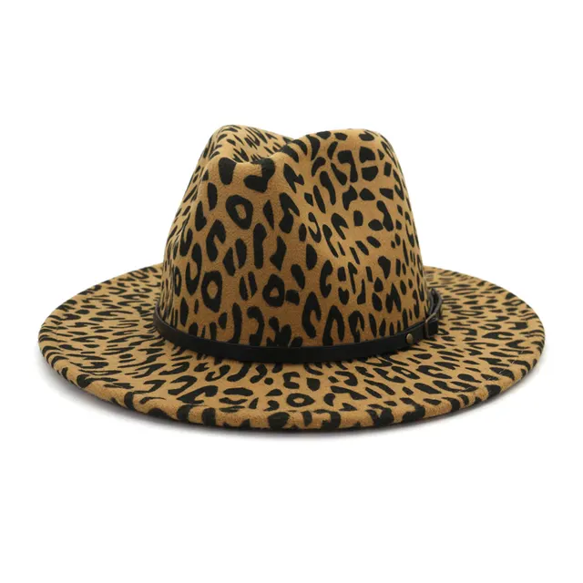 Couple Hat Leopard Print Woolen Top Hat Camel - Shop at LoveMi