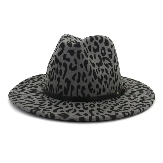 Couple Hat Leopard Print Woolen Top Hat - Grey