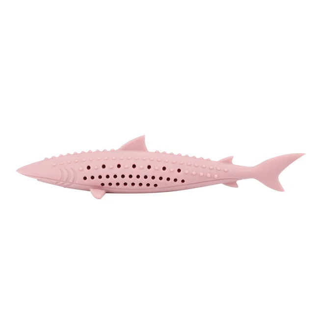 Cat Chewing Shark Funny Cat Stick Mint Clean Teeth Molar Stick Silicone Fish Toy Pink - Shop at LoveMi