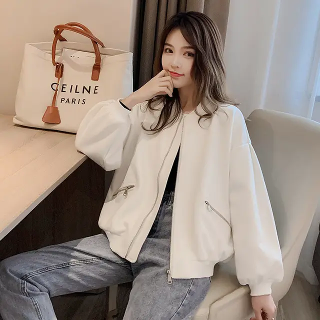 Loose All match Solid Color Jacket Short Coat Top White - Shop at LoveMi