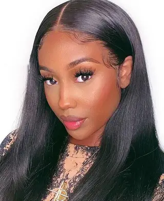 European And American Front Lace Wig Mid-Point Black Long Straight Hair - 28Inches