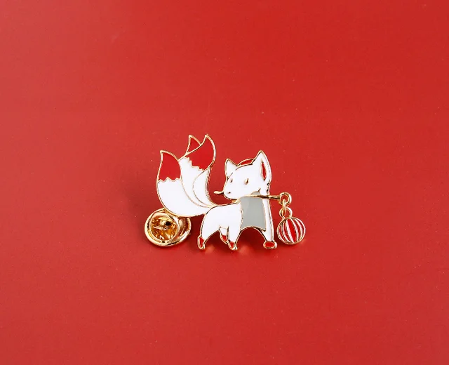 Little Fox Cartoon Brooch Cute Japanese Student Badge Collar Pin Men''s And Women''s Bags Accessories Fashion Personality Fox - Shop at LoveMi