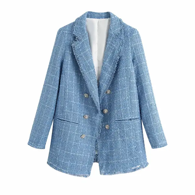 ZA Women Fashion Office Wear Double Breasted Blue - Shop at LoveMi