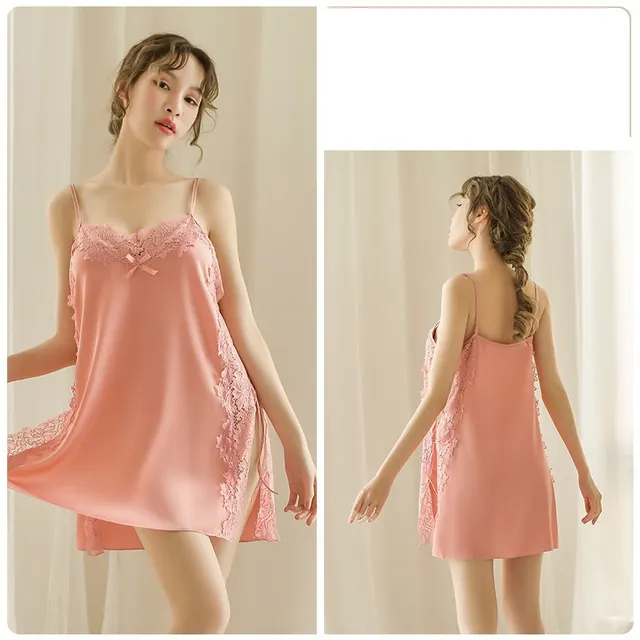 Lace Suspender Nightdress Home Service Pink - Shop at LoveMi