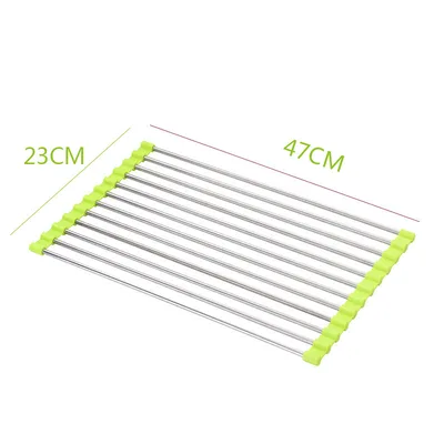 Sink Bowl Rack Stainless Steel Drain Rack Foldable Kitchen Sink Sink Sink Dish Rack Green 12 Tube L - Shop at LoveMi