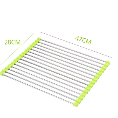 Sink Bowl Rack Stainless Steel Drain Rack Foldable Kitchen Sink Sink Sink Dish Rack Green 15 Tube L - Shop at LoveMi