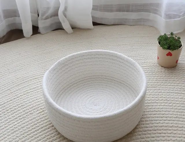 Cotton Thread, Cotton And Linen, Hand woven Storage Basket, Table Storage Box, Finishing Cosmetic Box, Cotton Swab Jewelry White - Shop at LoveMi