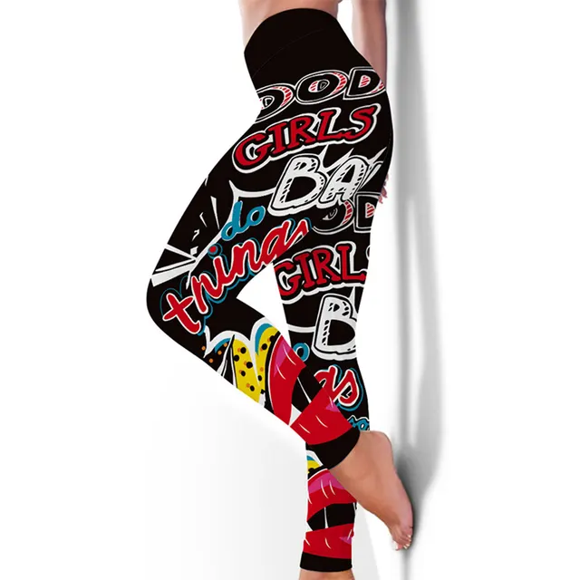 New Fitness High Elasticity Sweat Absorbent Digital Printing Flower Butterfly Leggings High Waist Slim Yoga Pants Leggings Women Black - Shop at LoveMi