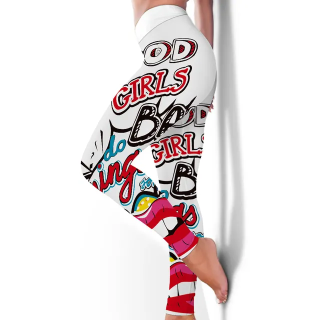 New Fitness High Elasticity Sweat Absorbent Digital Printing Flower Butterfly Leggings High Waist Slim Yoga Pants Leggings Women White - Shop at LoveMi