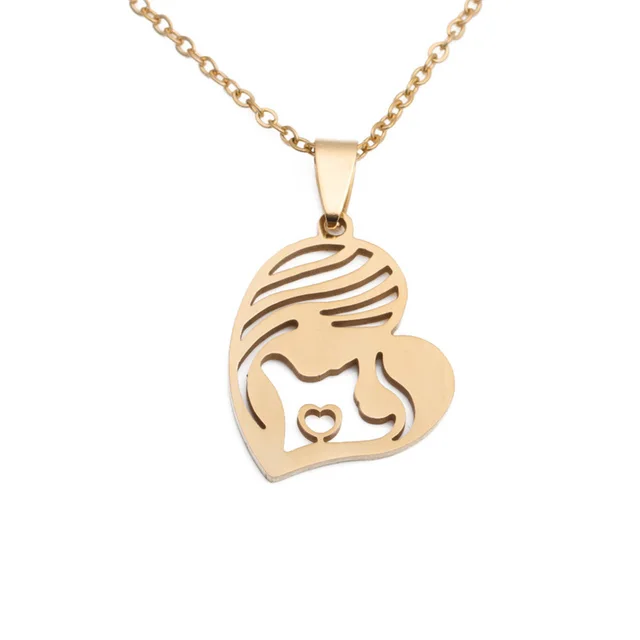 Foreign Trade Titanium Steel Pendant Fashionable Simple Stainless Steel Mother's Day Love Necklace Made in Europe and America Sn0009 Love St - Shop at LoveMi