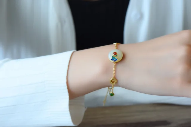 Hetian Jade Safe Buckle Earrings Pendant Ring Retro Set Bracelet - Shop at LoveMi
