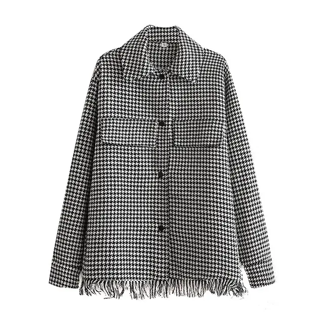 Europe And The United States Za Spring Chidori Gera Wool Blouse Jacket As Shown - Shop at LoveMi