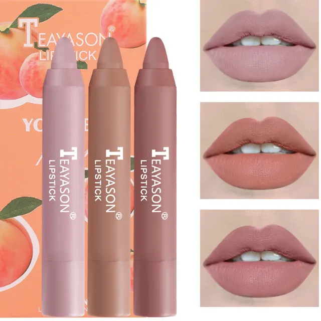 3 Packs Of Matte Lipstick Matte Velvet Lipstick Pen Bean Paste Milk Tea Color Lipstick Crayons Lipstick Students - Shop at LoveMi