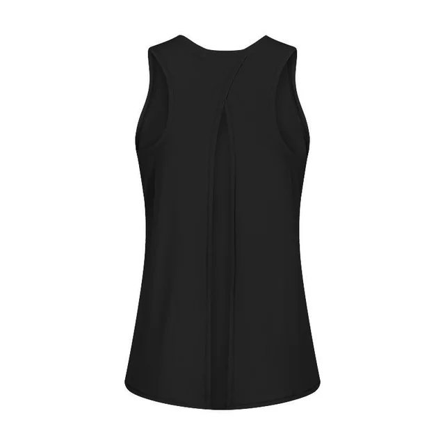 Cross border European and American Sleeveless Sports Vest Women's Summer Running Fitness Top Loose Blouse Bandage Yoga Wear Black - Shop at LoveMi