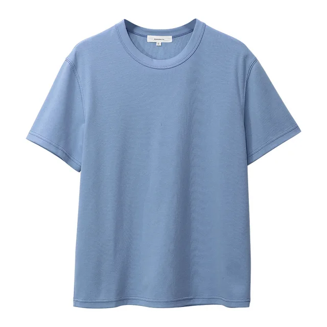 Pure Cotton Bottoming Men's And Women's Couple Tops Blue - Shop at LoveMi