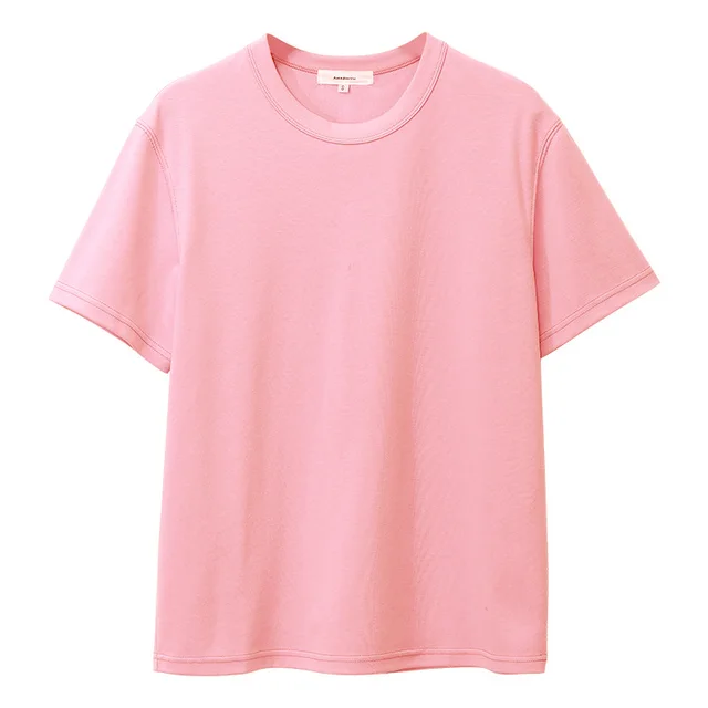 Pure Cotton Bottoming Men's And Women's Couple Tops Pink - Shop at LoveMi