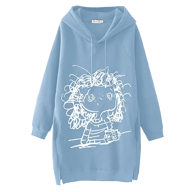 Ladies' Cartoon Girls' Print Hoodie 6 Colors 7 Sizes Blue - Shop at LoveMi