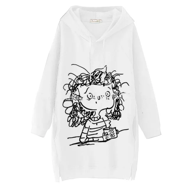 Ladies' Cartoon Girls' Print Hoodie 6 Colors 7 Sizes White - Shop at LoveMi