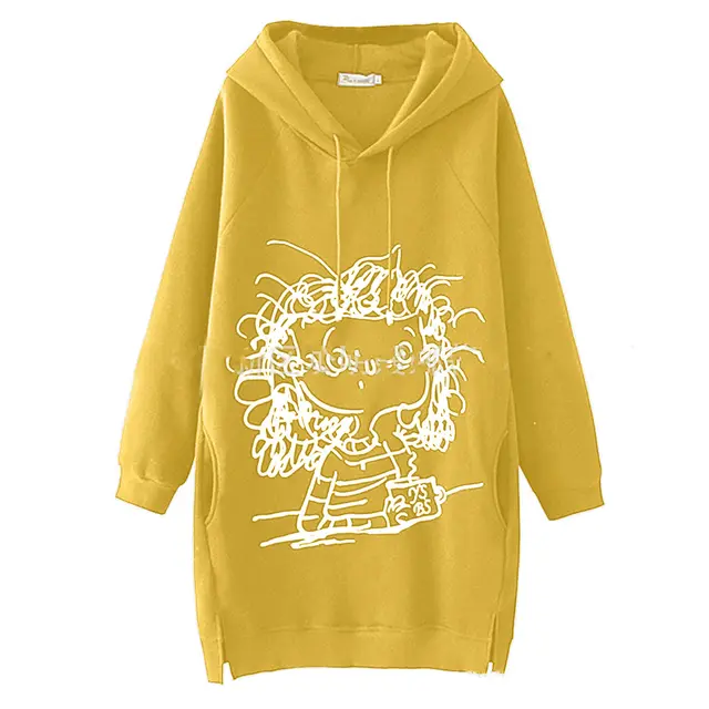 Ladies' Cartoon Girls' Print Hoodie 6 Colors 7 Sizes Yellow - Shop at LoveMi
