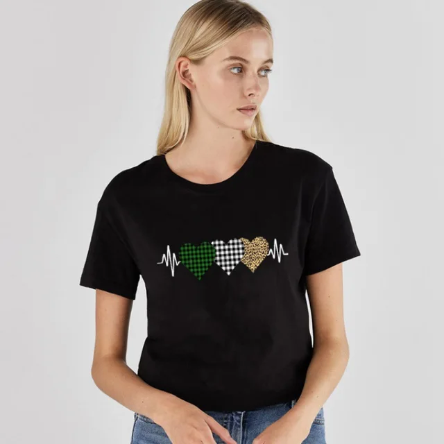 Leopard Lip Pattern Women'S Top Loose Round Neck Fashion Women'S T Shirt Black9 - Shop at LoveMi