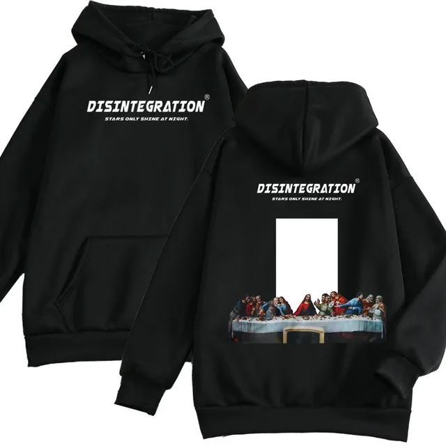 European And American Floral Aesthetic Graphics Last Supper Women's Sweater Black - Shop at LoveMi