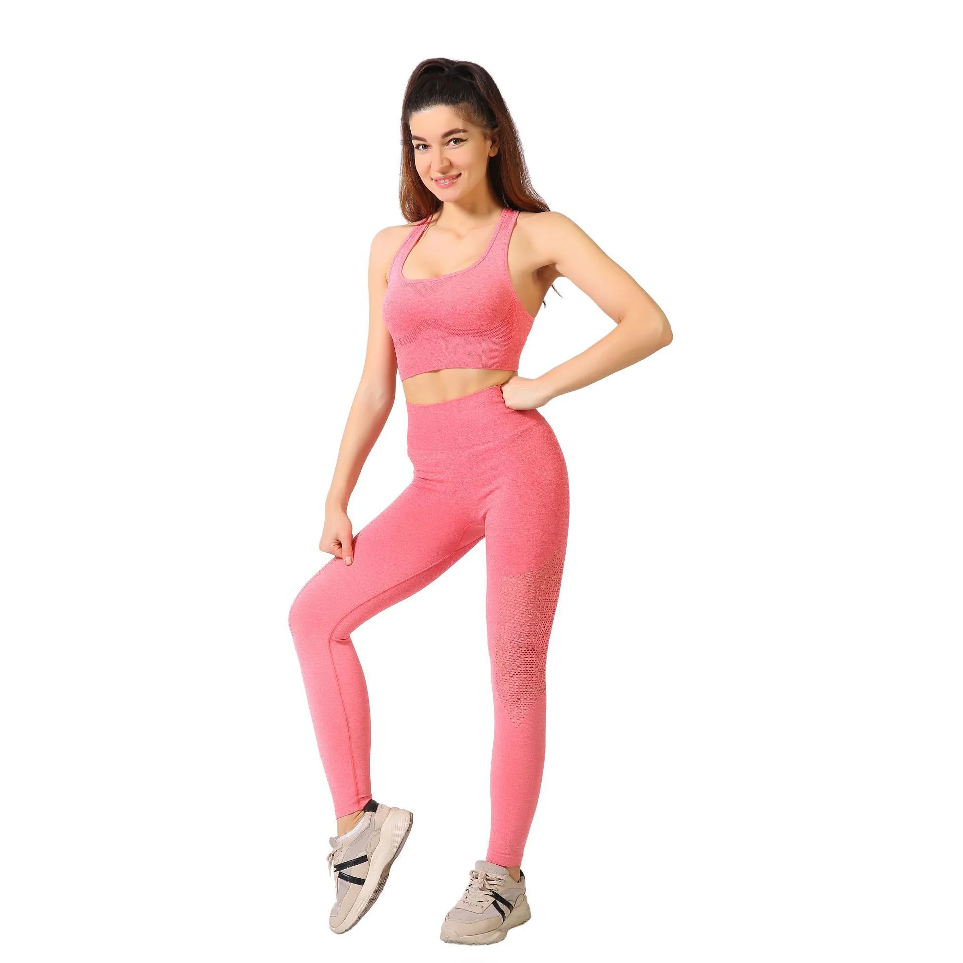 Peach Buttocks Gradient Outdoor Fitness Suit - Orange - View 1