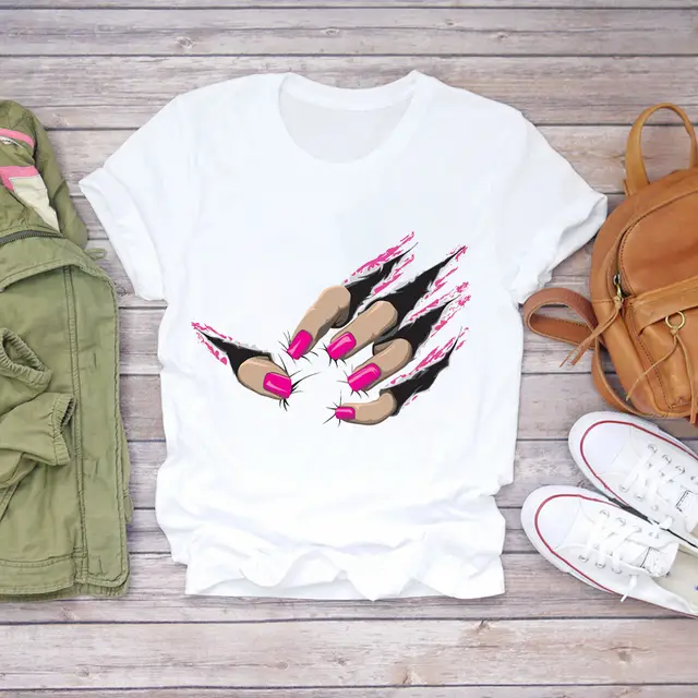 Summer Nails Nail Art Make Up 90s Ladies Ladies T Shirts White - Shop at LoveMi